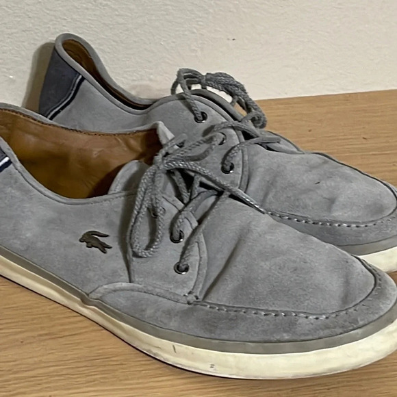 Lacoste Mens Gray Suede Lace Up Dress Sneakers Size 13 - Picture 1 of 16
